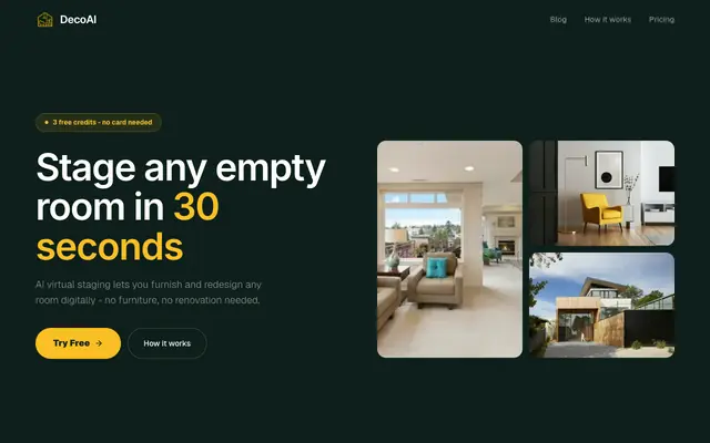 Screenshot of DecoAI - AI Virtual Staging