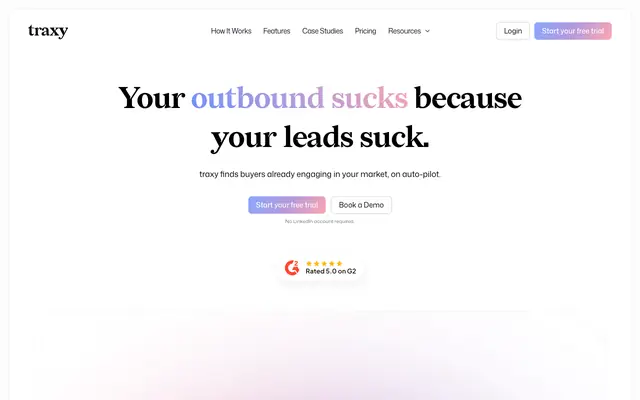 Screenshot of traxy.ai - Turn LinkedIn engagement into qualified pipeline