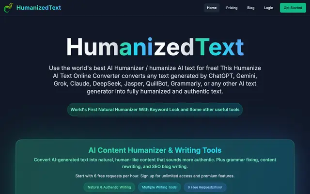 Screenshot of HumanizedText - AI Text Humanizer