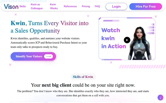 Screenshot of Global B2B Website Visitor Identification Software | Kwin
