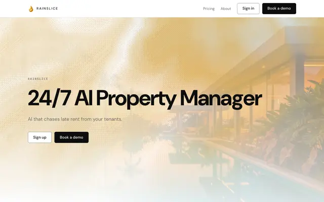 Screenshot of Rainslice | AI that manages your short-term rentals 24/7