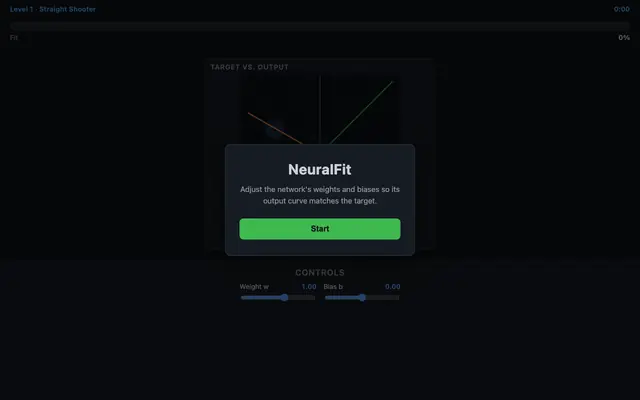 Screenshot of NeuralFit — a curve-fitting game