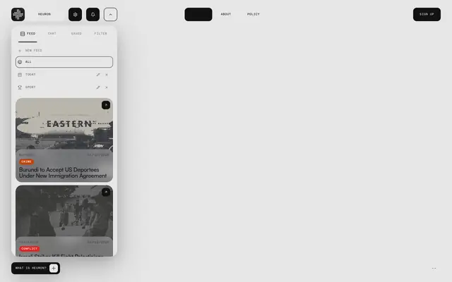Screenshot of Heuron — Visual News Engine