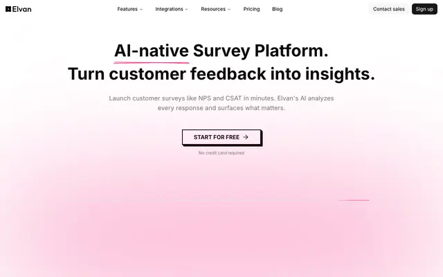 Screenshot of Elvan - AI-Powered NPS & CSAT Software | Instant Feedback Insights