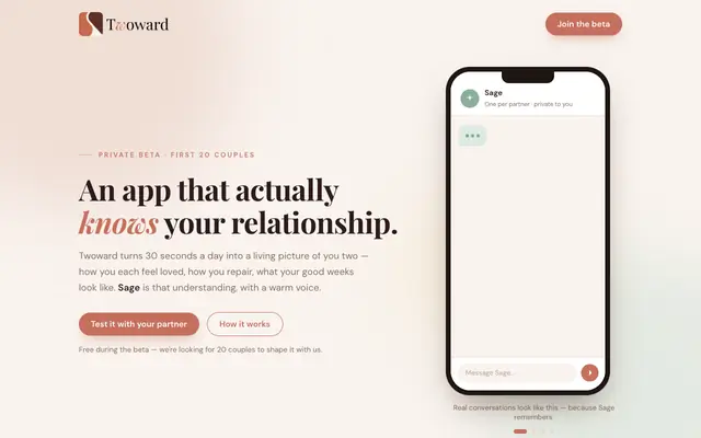Screenshot of Twoward — An app that knows your relationship