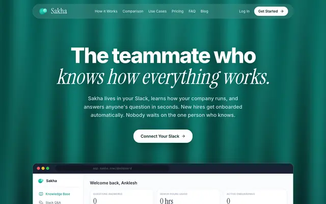 Screenshot of Sakha | AI Onboarding Companion for Slack