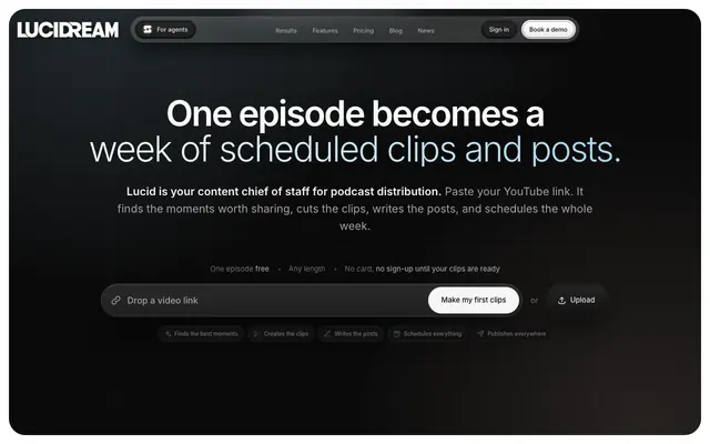 Screenshot of Lucidream — Your Content Chief of Staff