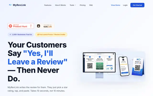 Screenshot of MyRevLink - Get 5-Star Google Reviews Effortlessly