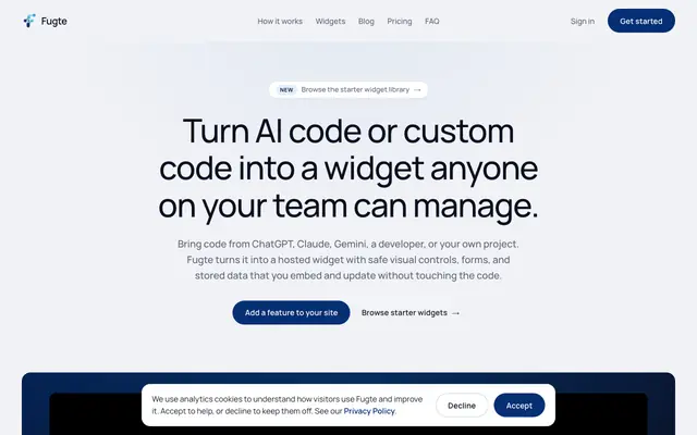 Screenshot of Fugte - Create, Customize, and Embed Fluid Widgets