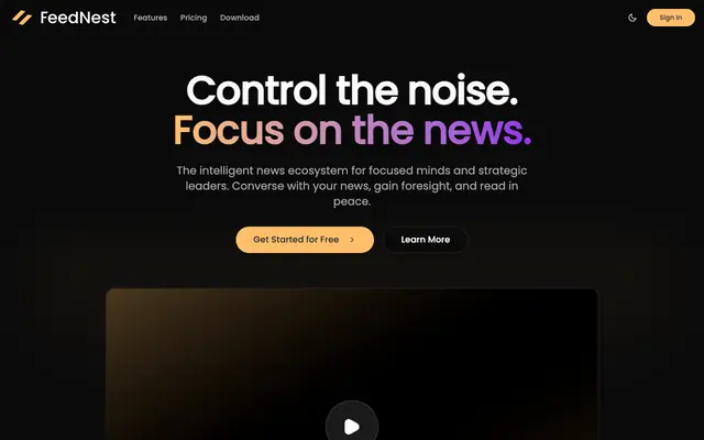 Screenshot of FeedNest — Control the noise. Focus on the news. Master the future.