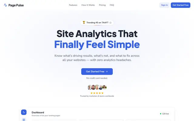 Screenshot of Page Pulse — Site Analytics That Finally Feel Simple