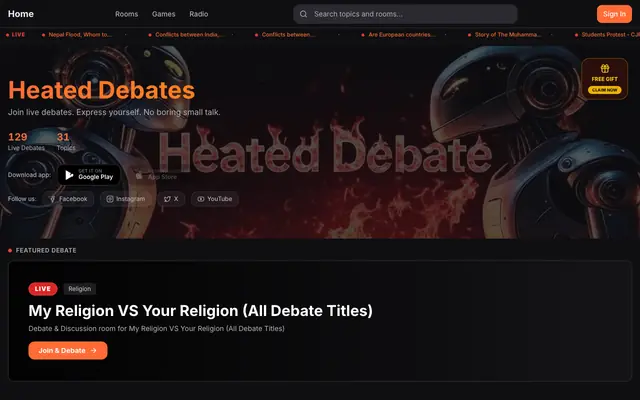 Screenshot of Heated Debates - Passionate Discussions on Topics That Matter