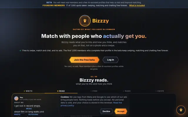 Screenshot of bizzzy - swipe. match. chat.