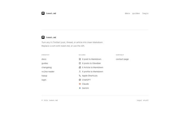 Screenshot of X posts as clean Markdown for LLMs