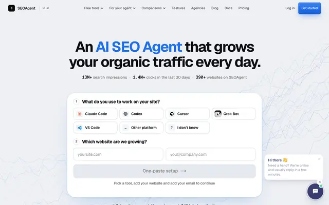 Screenshot of SEOAgent — The SEO Engine for Coding Agents