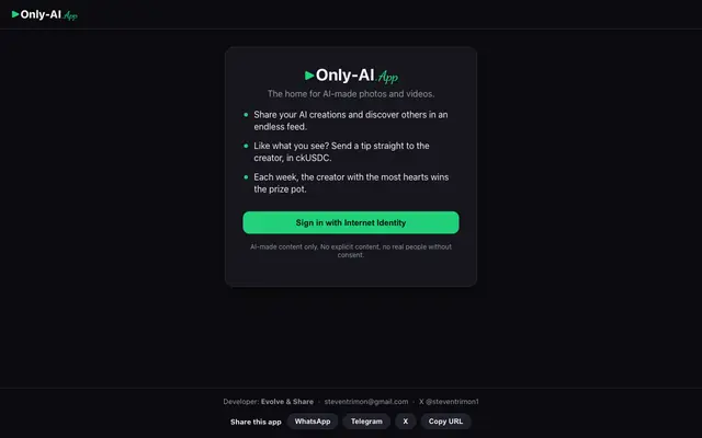 Screenshot of Only AI