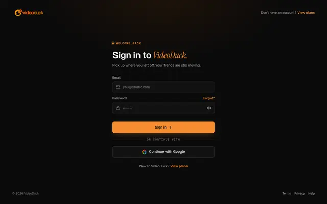 Screenshot of videoduck - AI Video Generation
