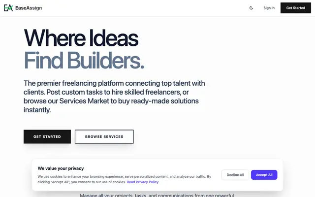 Screenshot of EaseAssign | Hire Top Freelance Talent & Manage Projects