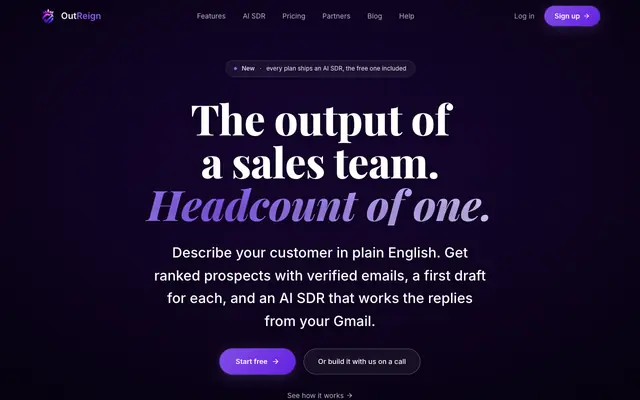 Screenshot of OutReign — Know Who to Email Before Writing a Word