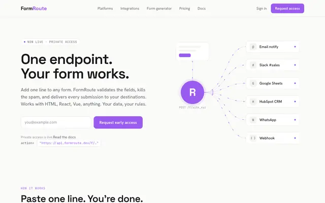 Screenshot of FormRoute: The form backend with intelligent lead routing