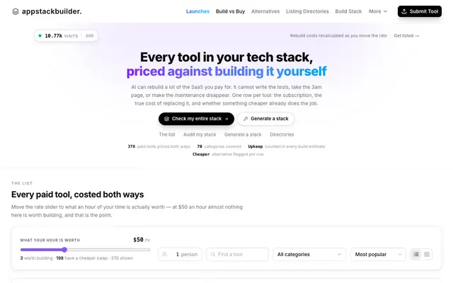 Screenshot of Tech Stack Builder — Best Tech Stack for SaaS in 2026 (Free AI Tool)