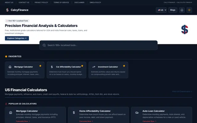 Screenshot of Calculate Finance - Mortgages, Loans, Taxes & Savings