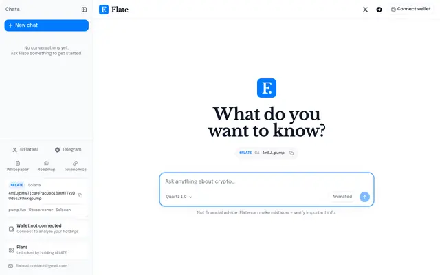Screenshot of Flate — Crypto AI Terminal