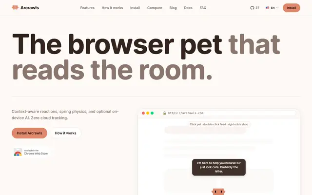 Screenshot of Arcrawls: The Context-Aware Browser Pet