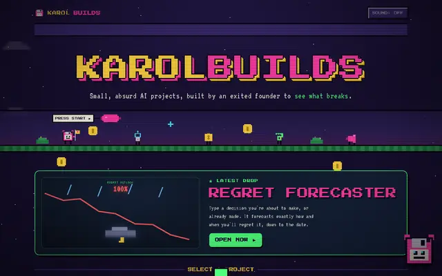 Screenshot of KarolBuilds: ridiculous AI projects