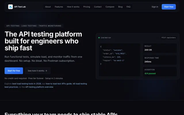 Screenshot of API Testing Tool for Load Tests and Monitoring | API Test Lab