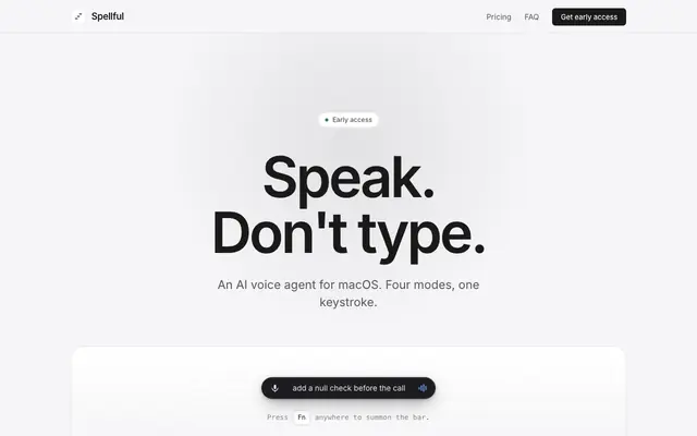 Screenshot of Spellful — AI voice agent for macOS | Spellful