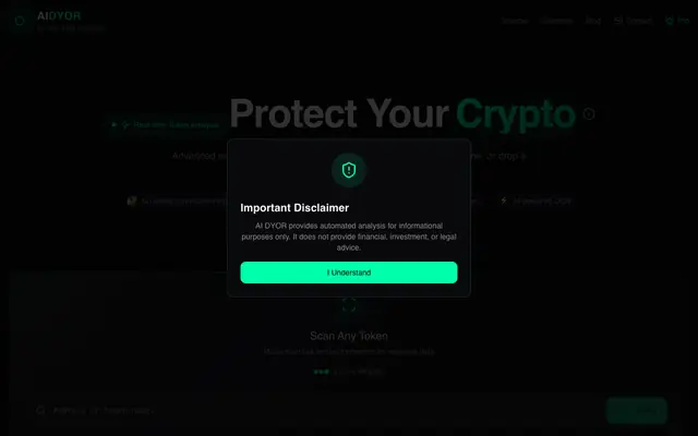 Screenshot of AIDYOR - AI Crypto Scanner