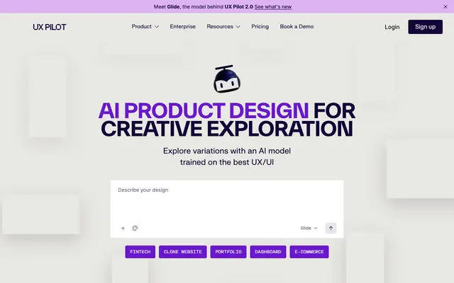 Screenshot of UX Pilot - Superfast UX/UI Design with AI