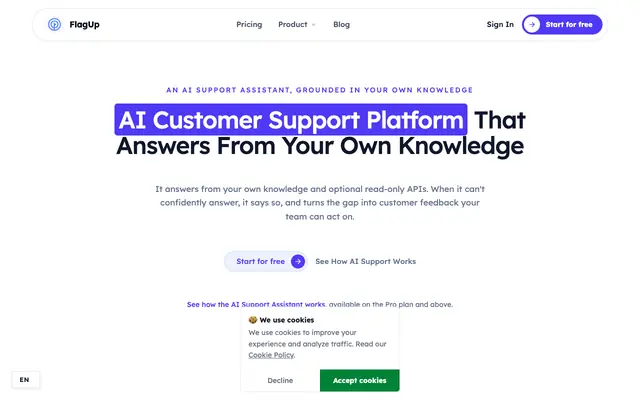 Screenshot of Customer Feedback Management and Churn Insights | FlagUp