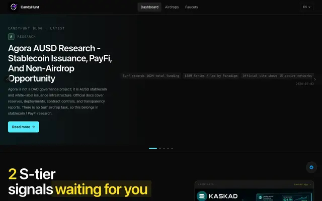 Screenshot of CandyHunt | Airdrop & Anomaly Intelligence | CandyHunt