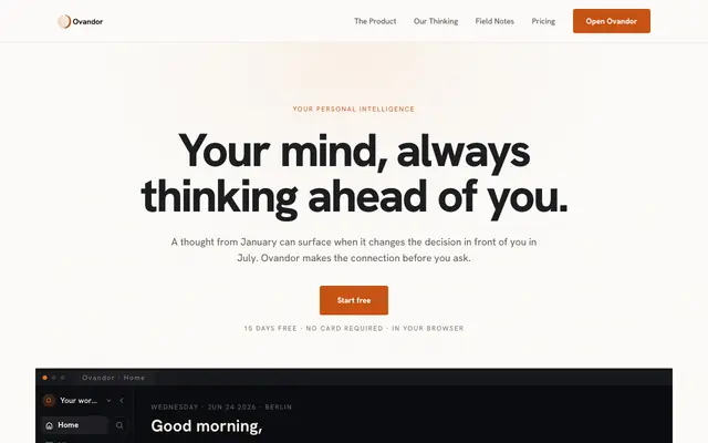 Screenshot of Ovandor | Personal Intelligence
