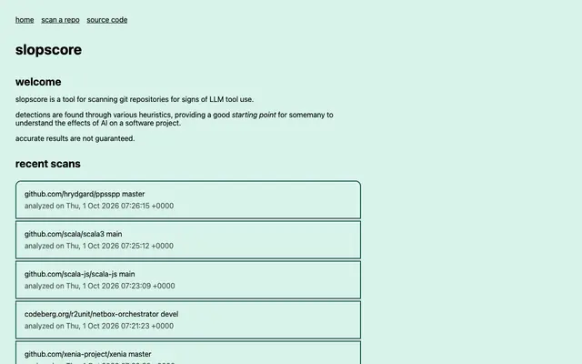 Screenshot of repo-slopscore