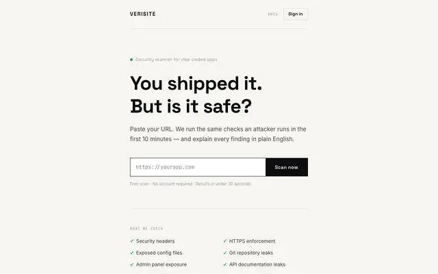 Screenshot of Verisite