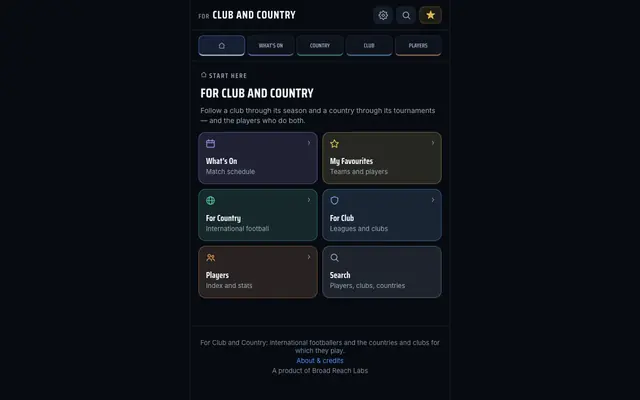 Screenshot of For Club and Country