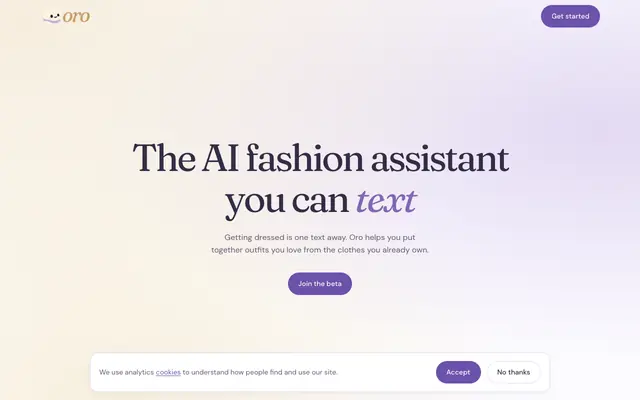 Screenshot of oro - Your AI stylist, one text away