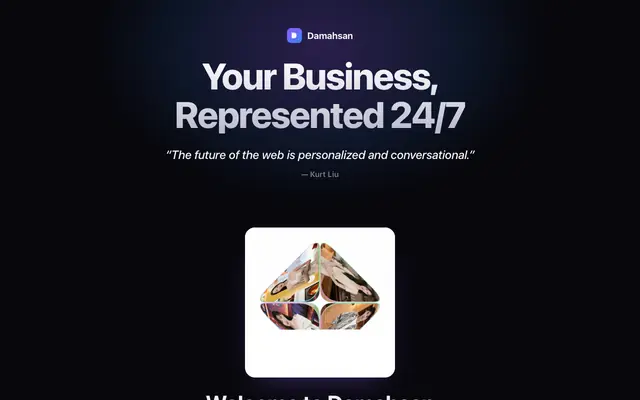 Screenshot of Damahsan | Your Business, Represented 24/7 by an Interactive AI Avatar