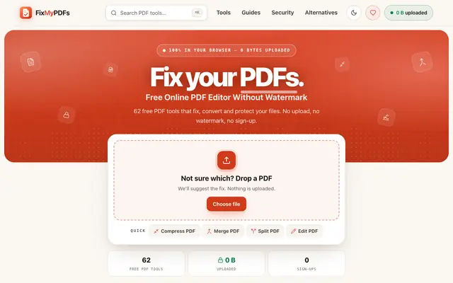 Screenshot of FixMyPDFs: Free Online PDF Editor Without Watermark