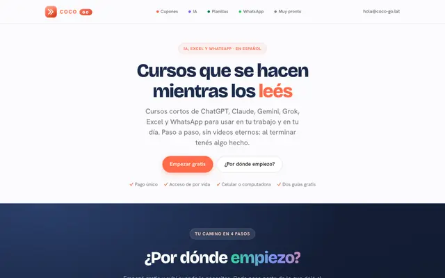 Screenshot of COCO GO — Cursos y guías prácticas