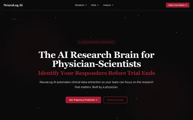 Screenshot of NeuraLog AI — Clinical Research Intelligence