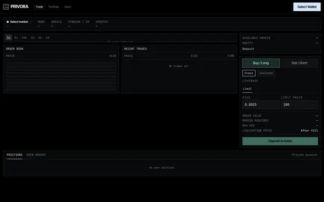Screenshot of Privora ZK Perps