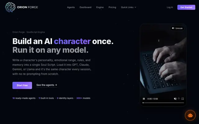 Screenshot of Orion Forge — Modular AI Identity Ecosystem | Soul Script Engine