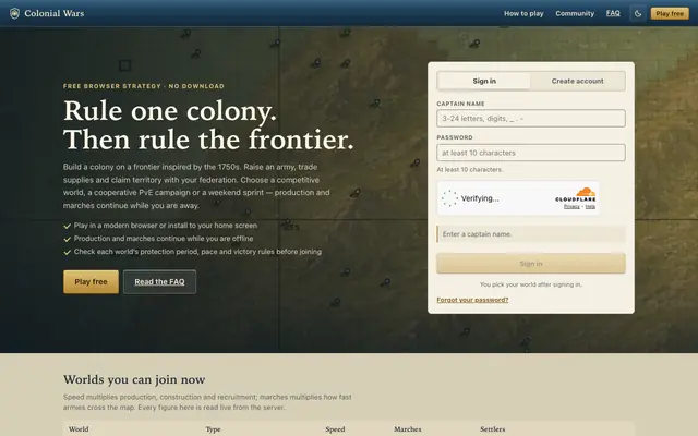 Screenshot of Colonial Wars — Free Browser Strategy Game
