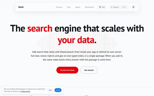 Screenshot of Narsil | The search engine that scales with your data