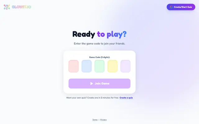 Screenshot of Glowit (glowit.io) - AI Quiz Maker | Free Real-Time Multiplayer Trivia
