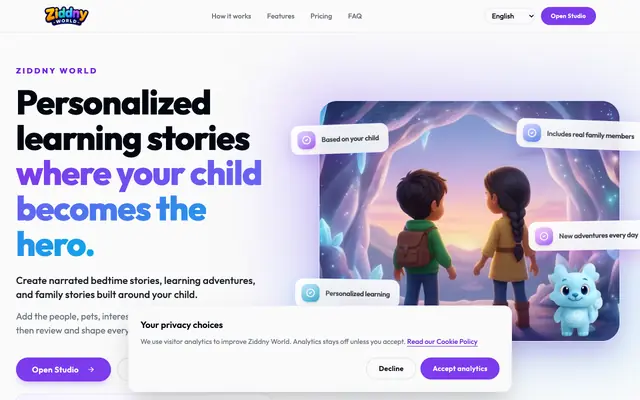 Screenshot of Ziddny World | Personalized Learning Stories for Kids